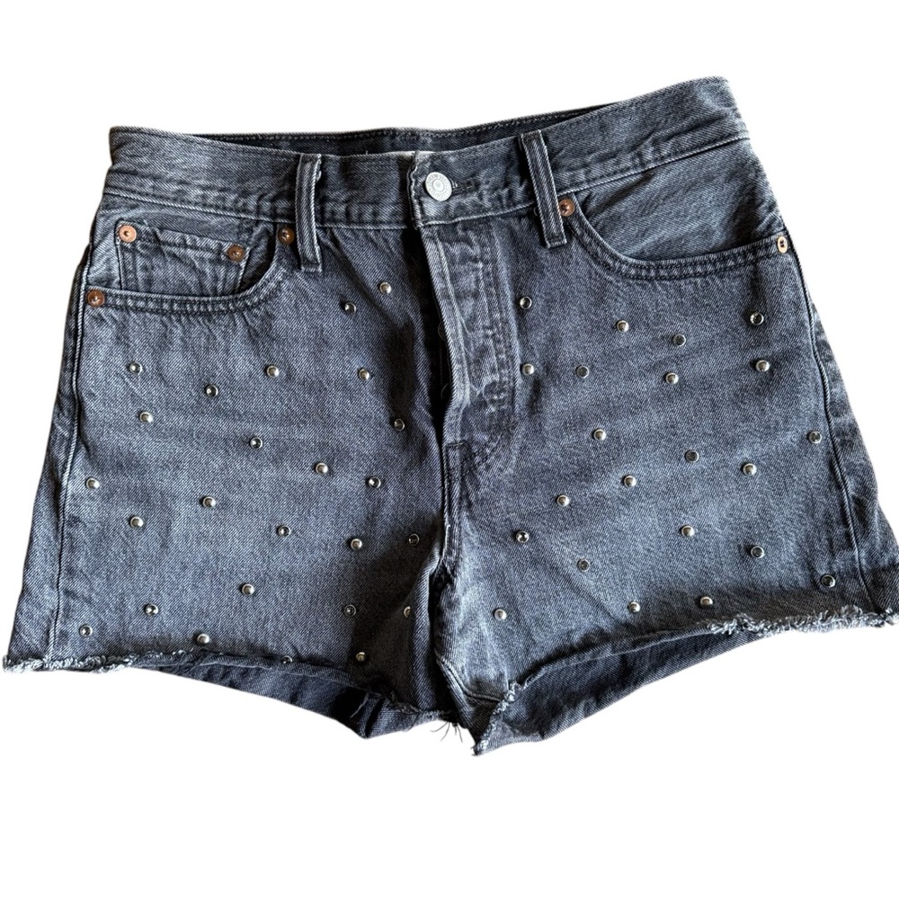 Levi Studded Black Denim Shorts Levi Wedgie Rhinestones Shorts size 29